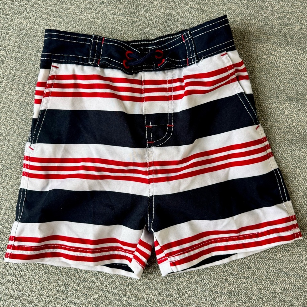 🆕WOT Kitestrings by Hartstrings Boys Swim Trunks Size 2T Red White Blue Striped